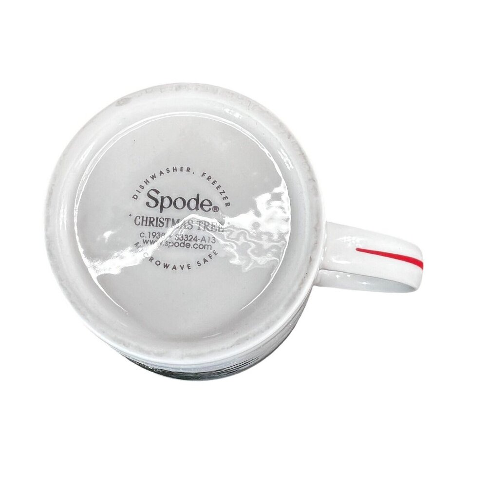 Spode Christmas Tree Red Trim Handle Mug 14 oz Holiday Original Box 4.5" - Picture 5 of 9